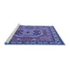 Sideview of Machine Washable Persian Blue Traditional Rug, wshtr2299blu