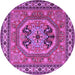 Round Machine Washable Persian Purple Traditional Area Rugs, wshtr2299pur