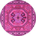 Round Machine Washable Persian Pink Traditional Rug, wshtr2299pnk