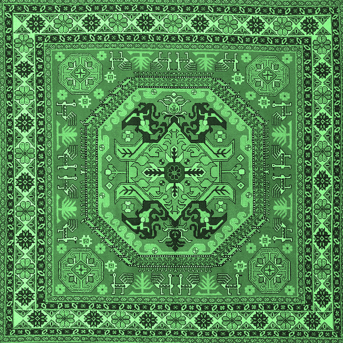 Square Machine Washable Persian Emerald Green Traditional Area Rugs, wshtr2299emgrn