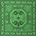 Square Machine Washable Persian Emerald Green Traditional Area Rugs, wshtr2299emgrn