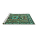 Sideview of Machine Washable Persian Turquoise Traditional Area Rugs, wshtr2299turq