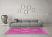 Machine Washable Southwestern Pink Country Rug in a Living Room, wshtr229pnk