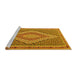 Sideview of Machine Washable Southwestern Yellow Country Rug, wshtr229yw