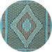 Round Southwestern Light Blue Country Rug, tr229lblu