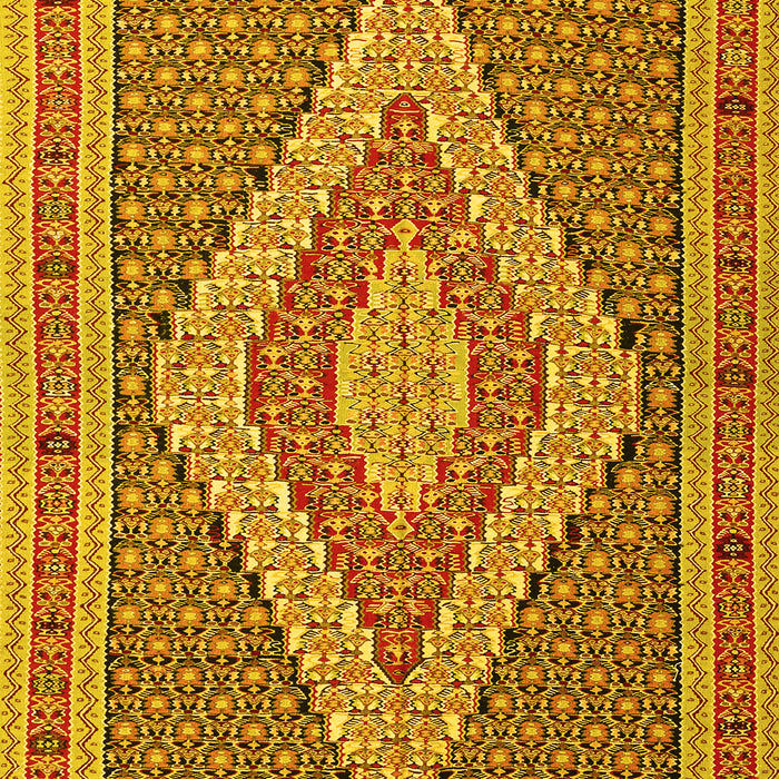 Machine Washable Southwestern Yellow Country Rug, wshtr229yw