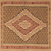 Square Machine Washable Southwestern Brown Country Rug, wshtr229brn