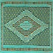 Square Machine Washable Southwestern Turquoise Country Area Rugs, wshtr229turq