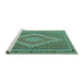 Sideview of Machine Washable Southwestern Turquoise Country Area Rugs, wshtr229turq