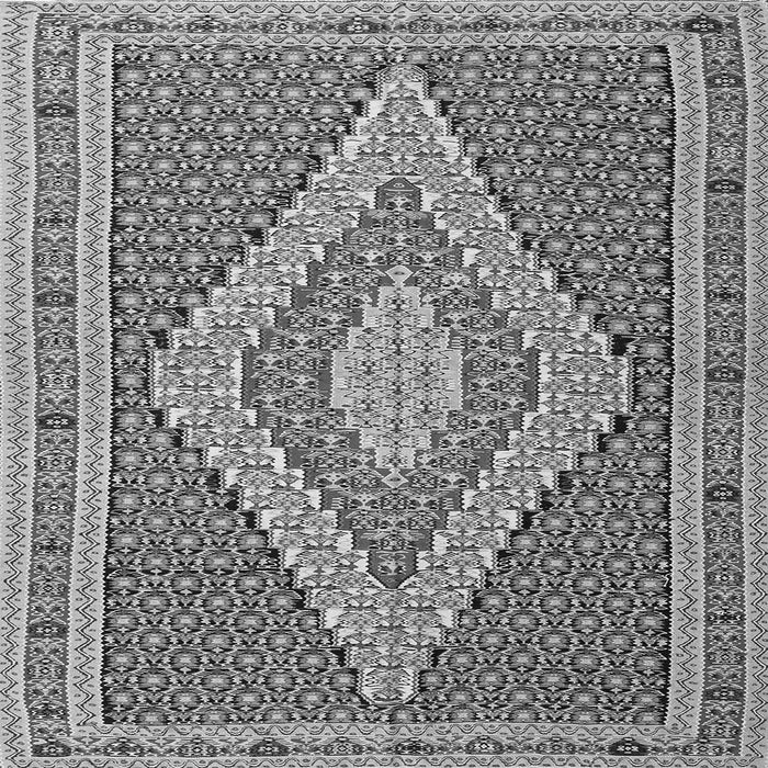 Round Machine Washable Southwestern Gray Country Rug, wshtr229gry