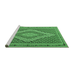Sideview of Machine Washable Southwestern Emerald Green Country Area Rugs, wshtr229emgrn