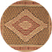 Round Southwestern Brown Country Rug, tr229brn