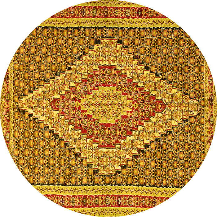 Round Southwestern Yellow Country Rug, tr229yw