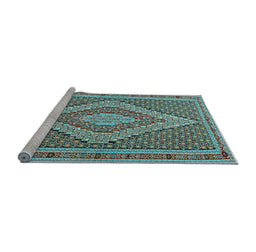 Sideview of Machine Washable Southwestern Light Blue Country Rug, wshtr229lblu