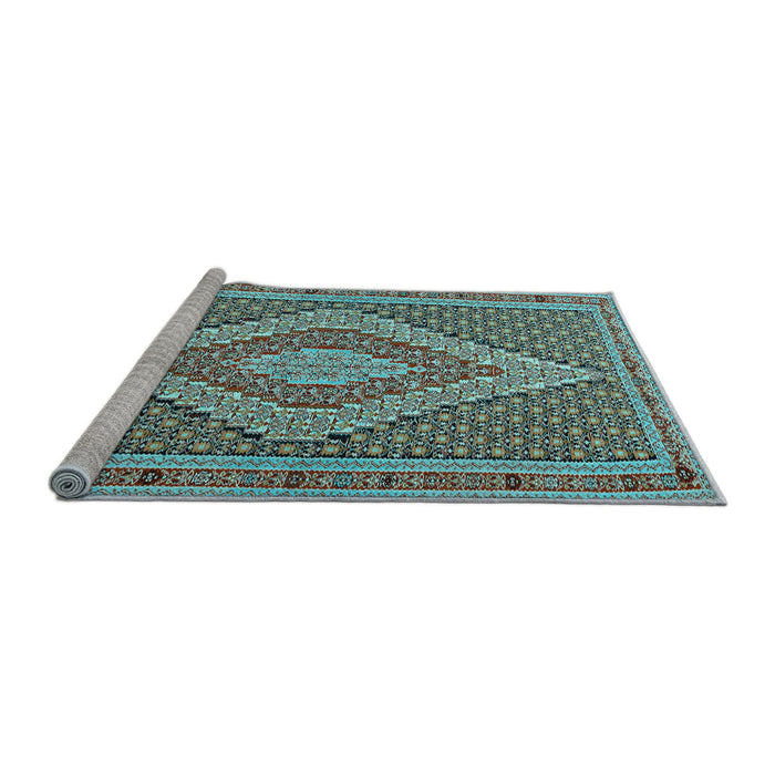 Sideview of Machine Washable Southwestern Light Blue Country Rug, wshtr229lblu