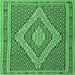 Square Southwestern Emerald Green Country Rug, tr229emgrn