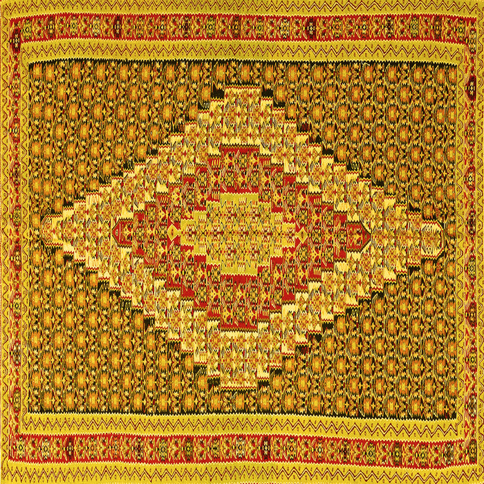 Square Machine Washable Southwestern Yellow Country Rug, wshtr229yw