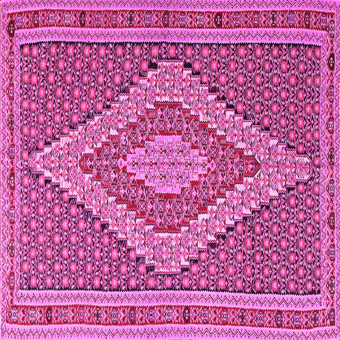 Square Machine Washable Southwestern Pink Country Rug, wshtr229pnk