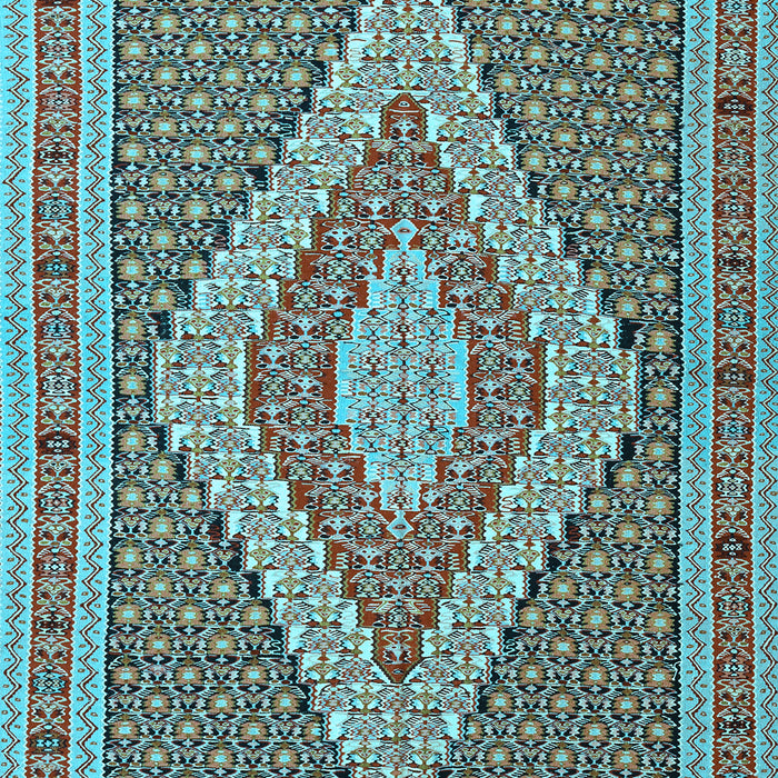 Machine Washable Southwestern Light Blue Country Rug, wshtr229lblu