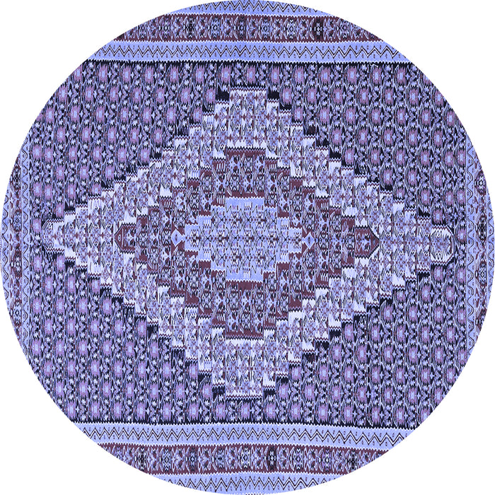 Round Machine Washable Southwestern Blue Country Rug, wshtr229blu
