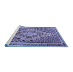 Sideview of Machine Washable Southwestern Blue Country Rug, wshtr229blu