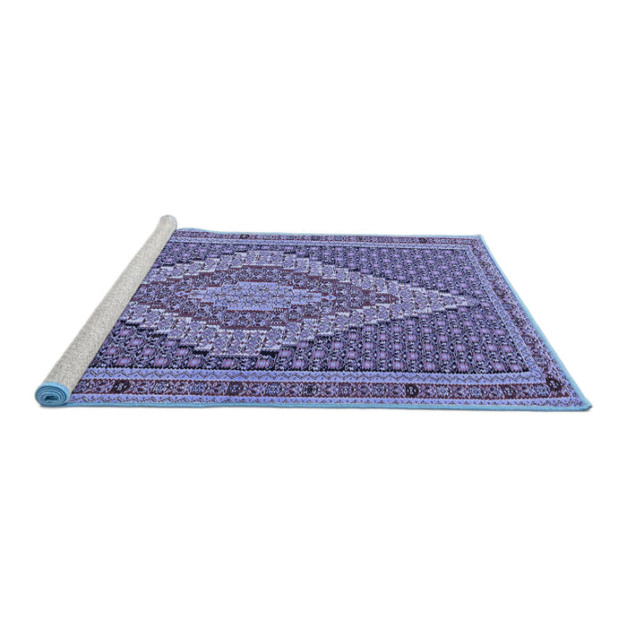 Sideview of Machine Washable Southwestern Blue Country Rug, wshtr229blu
