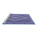 Sideview of Machine Washable Southwestern Blue Country Rug, wshtr229blu