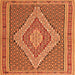 Round Machine Washable Southwestern Orange Country Area Rugs, wshtr229org