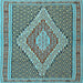 Square Machine Washable Southwestern Light Blue Country Rug, wshtr229lblu