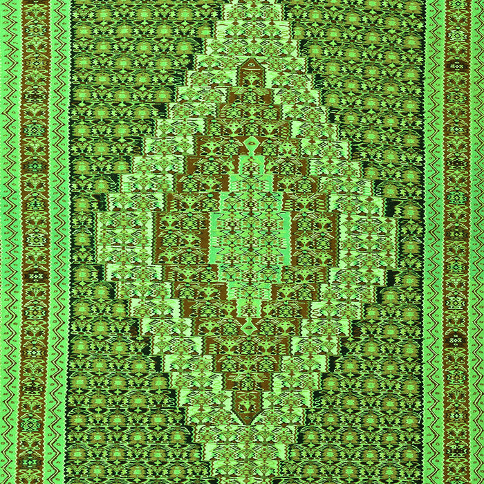 Serging Thickness of Machine Washable Southwestern Green Country Area Rugs, wshtr229grn