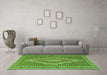 Machine Washable Southwestern Green Country Area Rugs in a Living Room,, wshtr229grn