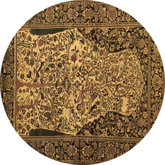 Round Persian Brown Traditional Rug, tr22brn