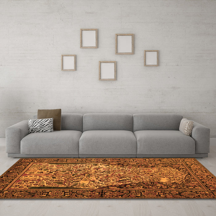Machine Washable Persian Orange Traditional Area Rugs in a Living Room, wshtr22org