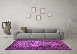 Machine Washable Persian Purple Traditional Area Rugs in a Living Room, wshtr22pur