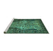 Sideview of Machine Washable Persian Turquoise Traditional Area Rugs, wshtr22turq