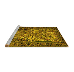 Sideview of Machine Washable Persian Yellow Traditional Rug, wshtr22yw