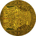 Round Persian Yellow Traditional Rug, tr22yw