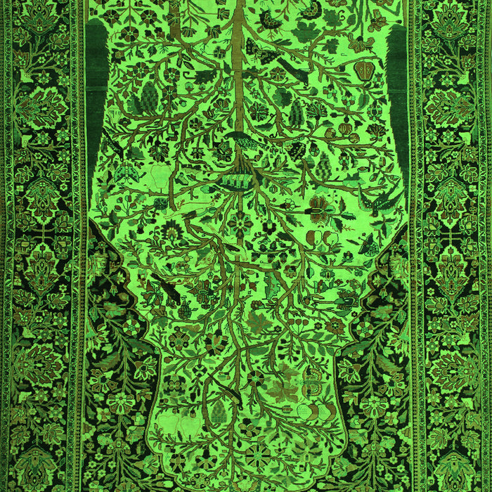 Serging Thickness of Machine Washable Persian Green Traditional Area Rugs, wshtr22grn