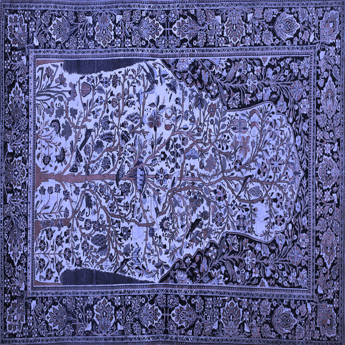 Square Machine Washable Persian Blue Traditional Rug, wshtr22blu