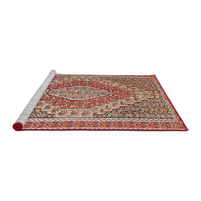 Sideview of Machine Washable Traditional Fire Brick Red Rug, wshtr230