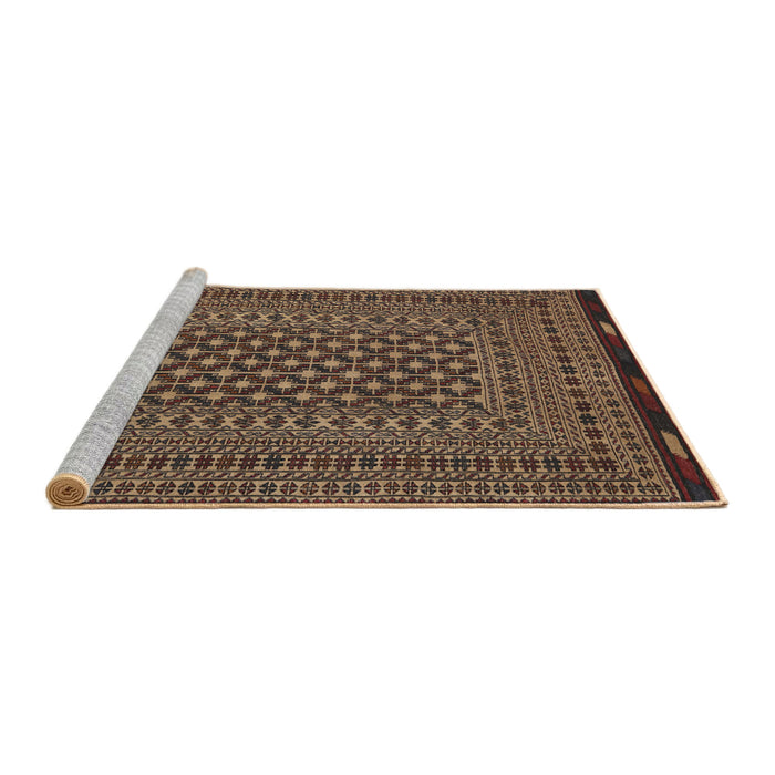 Sideview of Machine Washable Traditional Bakers Brown Rug, wshtr2300