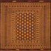 Round Machine Washable Southwestern Orange Country Area Rugs, wshtr2300org