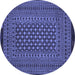 Round Machine Washable Southwestern Blue Country Rug, wshtr2300blu