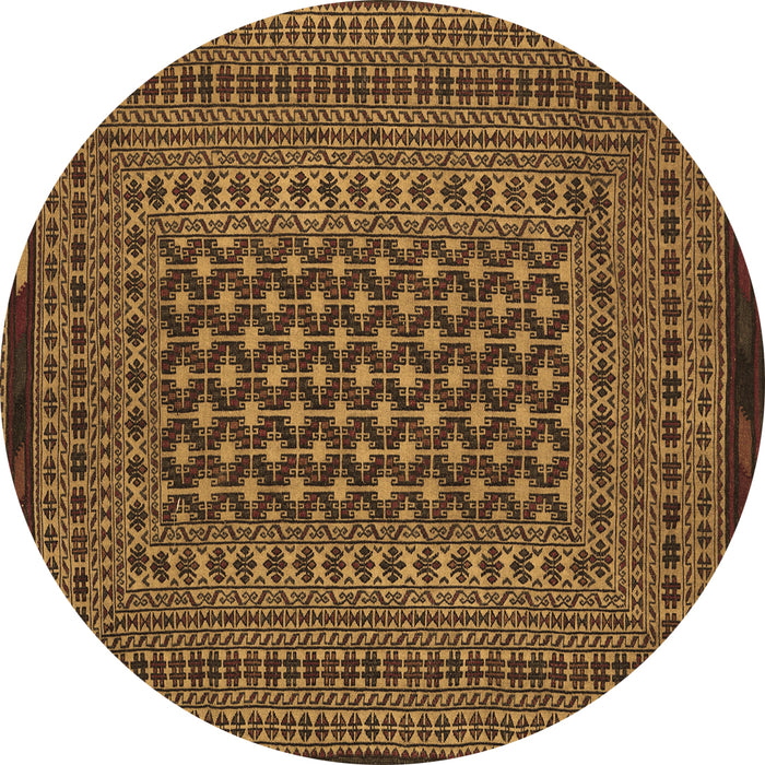 Round Southwestern Brown Country Rug, tr2300brn