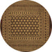 Round Southwestern Brown Country Rug, tr2300brn