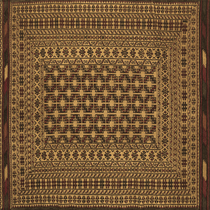 Square Machine Washable Southwestern Brown Country Rug, wshtr2300brn
