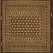 Square Machine Washable Southwestern Brown Country Rug, wshtr2300brn