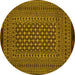 Round Machine Washable Southwestern Yellow Country Rug, wshtr2300yw