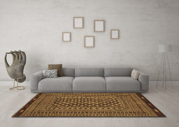 Machine Washable Southwestern Brown Country Rug in a Living Room,, wshtr2300brn