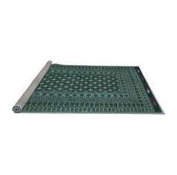 Sideview of Machine Washable Southwestern Light Blue Country Rug, wshtr2300lblu